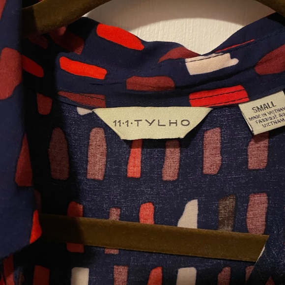 Anthropologie navy patterned sleeveless knee-length/midi shirt dress - Picture 2 of 3